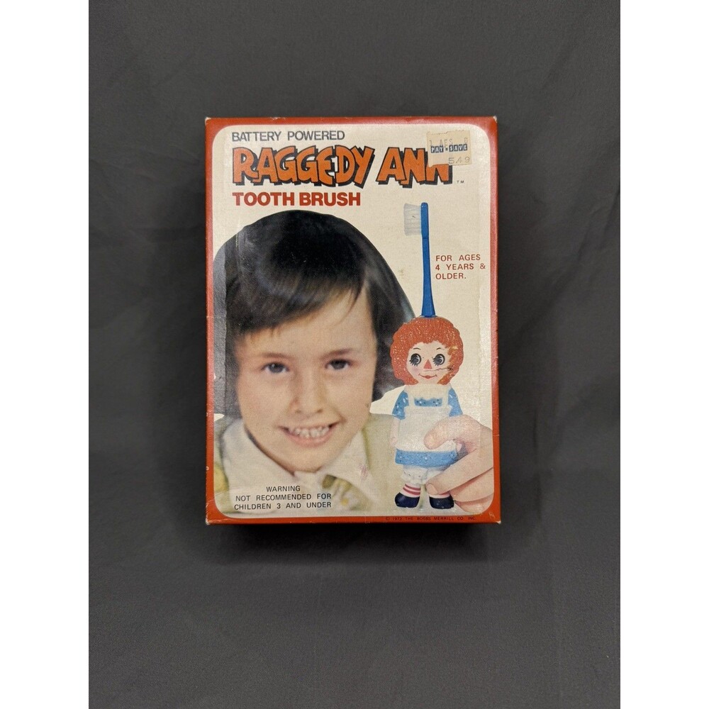 1973 Raggedy Ann Battery Powered Toothbrush With Box & Manual Bobb Merrill Co.